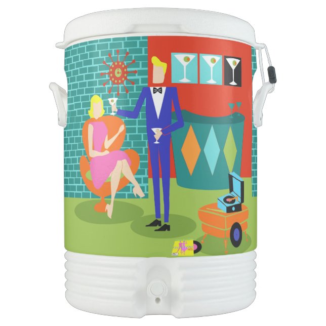 Retro Martini Couple Igloo Beverage Cooler (Front)