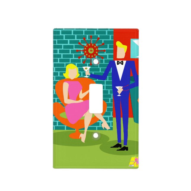 Retro Martini Couple Light Switch Cover (Front)