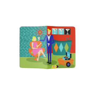 Retro Martini Couple Passport Holder