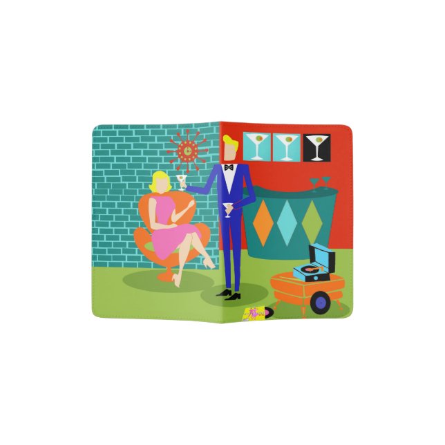 Retro Martini Couple Passport Holder (Opened)