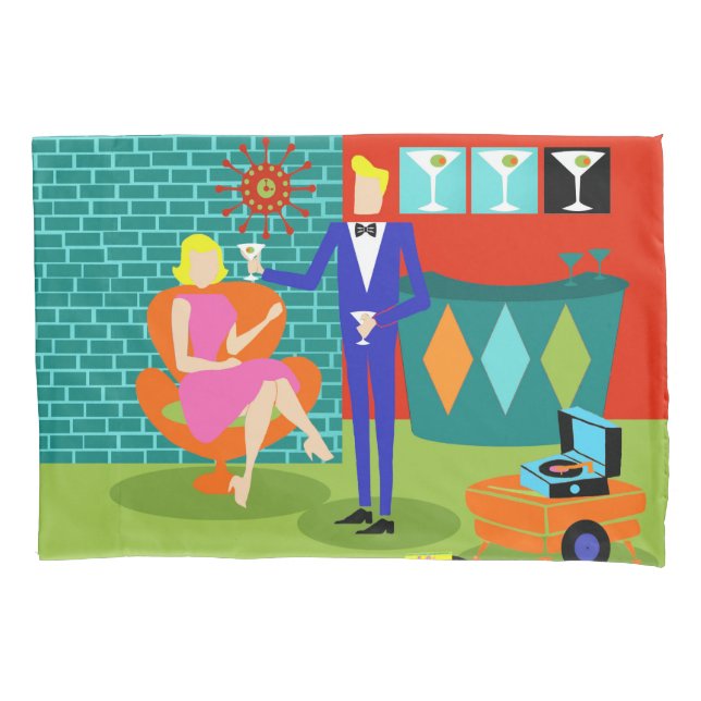 Retro Martini Couple Pillowcase (Front)