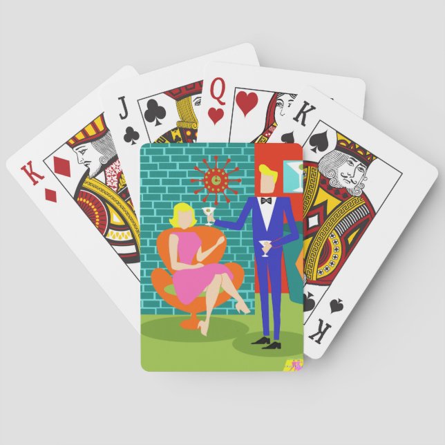 Retro Martini Couple Playing Cards (Back)