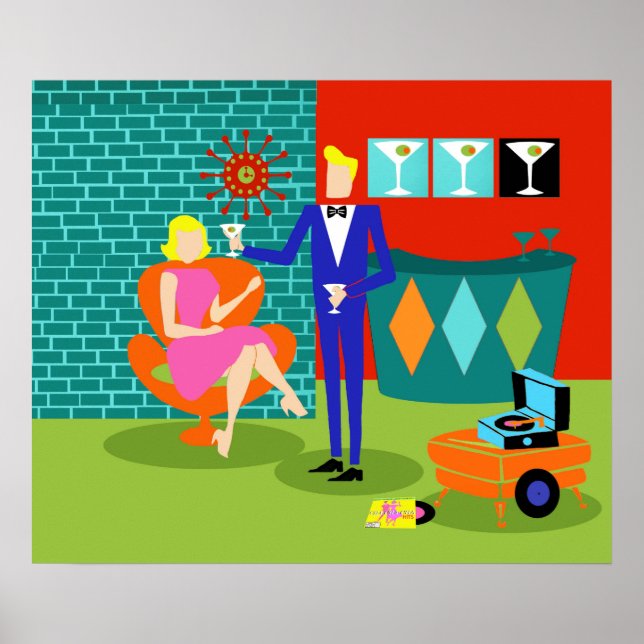 Retro Martini Couple Poster (Front)