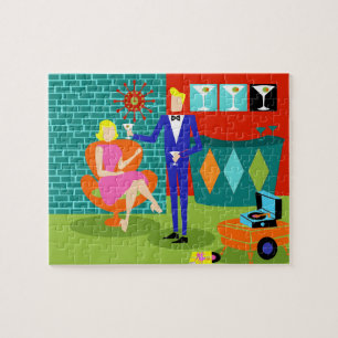Retro Martini Couple Puzzle
