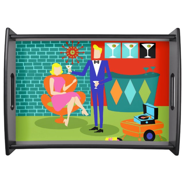 Retro Martini Couple Serving Tray (Front)