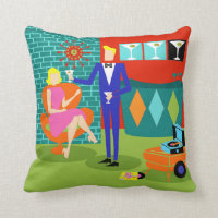 Retro Martini Couple Throw Pillow