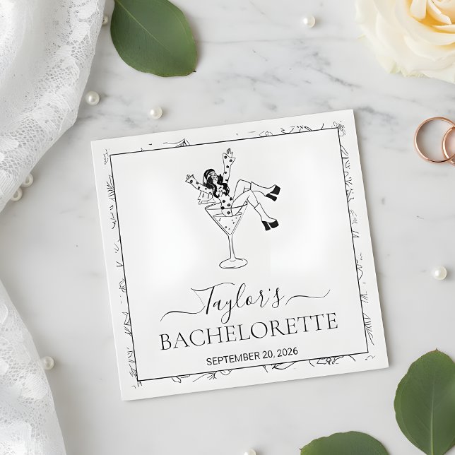 Retro Martini Girl Bachelorette Party Custom  Napkins (Creator Uploaded)