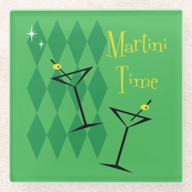 Retro Martini Glass Coaster (Front)