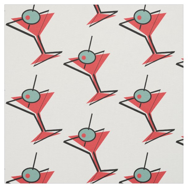 Retro Martini Glass Fabric