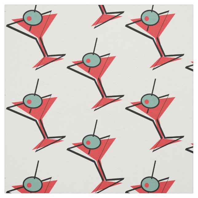 Retro Martini Glass Fabric (Swatch)
