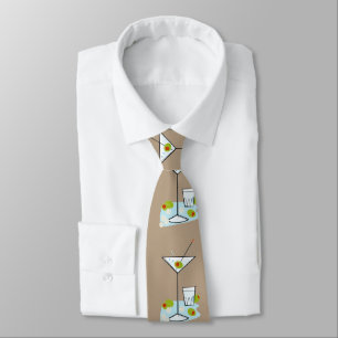 Retro Martini Glass Party Time (Dk. Beige) Tie