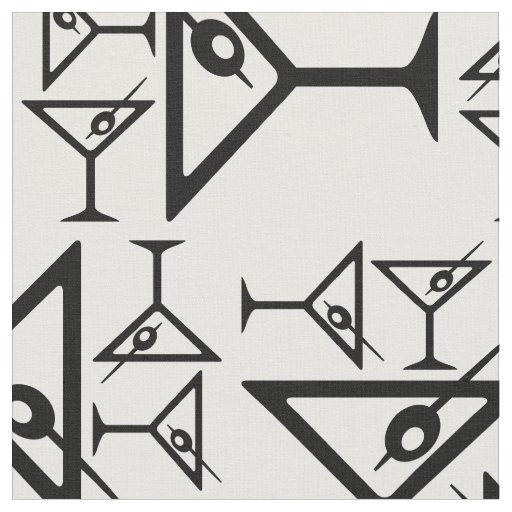 Retro Martini Glasses Black & White Martini Drinks Fabric
