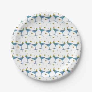Retro Martini Madness Striped Paper Plates