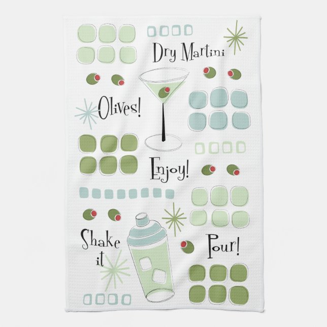 Retro Martini Mid-Century Modern Kitchen Towel (Vertical)