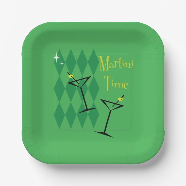 Retro Martini Paper Plates (Front)