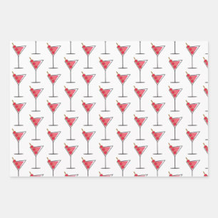 Retro Martinis 3 ways Wrapping Pape Sheet Set of 3