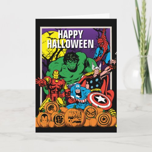 Retro Marvel Heroes With Jack_o_lanterns Card