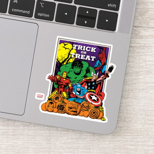 Retro Marvel Heroes With Jack_o_lanterns Sticker