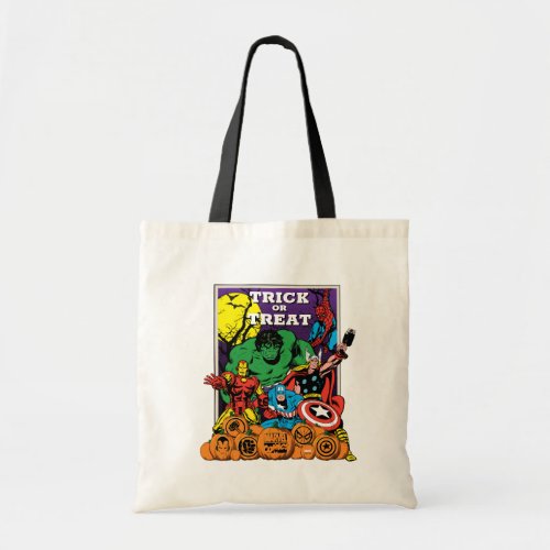 Retro Marvel Heroes With Jack_o_lanterns Tote Bag