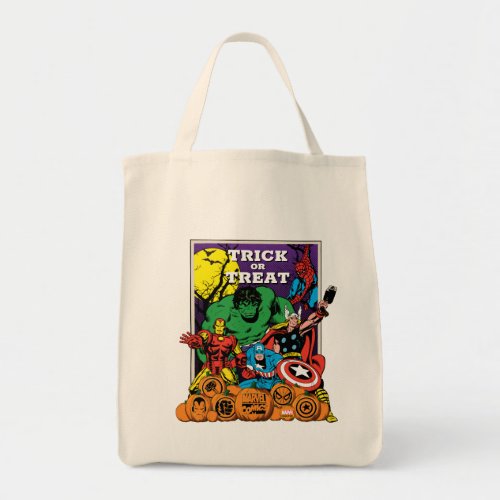 Retro Marvel Heroes With Jack_o_lanterns Tote Bag
