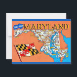 Retro Maryland Map Postcard<br><div class="desc">Very colorful retro postcard map for the State of Maryland repurposed!</div>