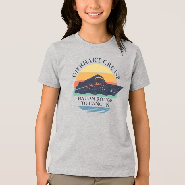 Retro Matching Family Cruise Personalized Vacation Tri-Blend Shirt (Front)