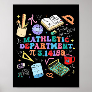 Retro Mathletic Department Pi Day 3.14 Funny Math Poster