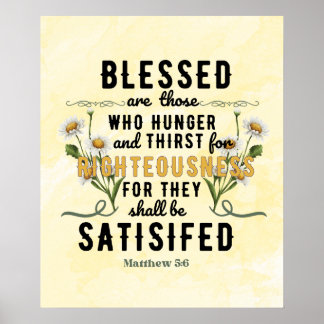 Retro Matthew 5:6 Watercolor Poster