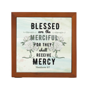 Retro Matthew 5:7 Bible Verse Desk Organizer