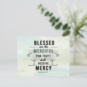 Retro Matthew 5:7 Bible Verse Postcard