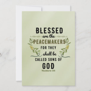 Retro Matthew 5:9 Olive Branch Watercolor Note Card