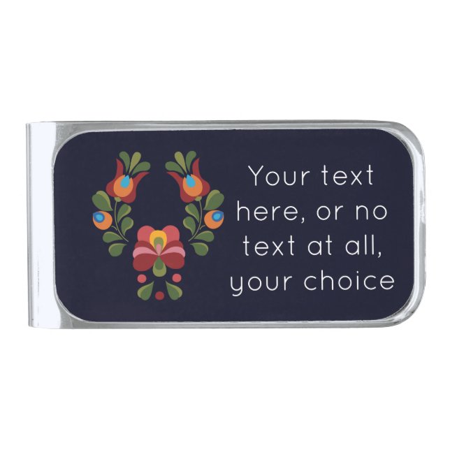  Retro Matyo Floral Arrangement  Silver Finish Money Clip (Front)