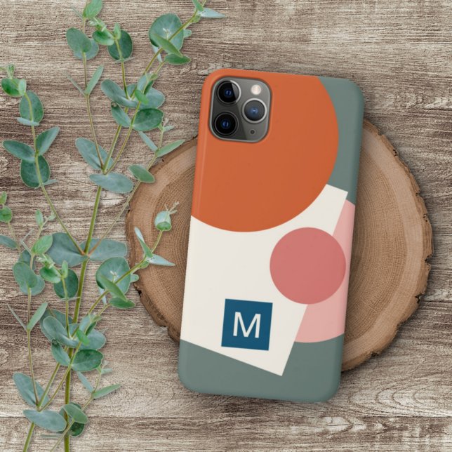 Retro Mauve Pink Orange Sage Green Art Pattern iPhone Case (Creator Uploaded)