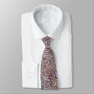 Retro Mauve Purple Paisley Pattern Neck Tie
