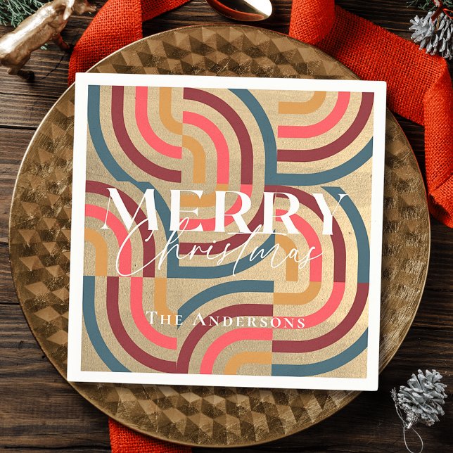 Retro Maximalist Geometric Gold Christmas Napkins (Creator Uploaded)