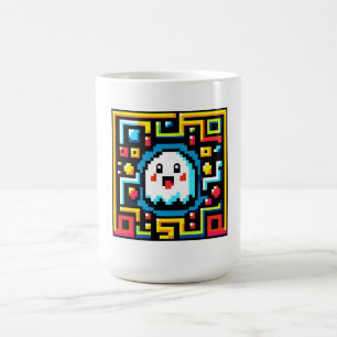 Retro Maze Runner: Pixel Ghost Coffee Mug
