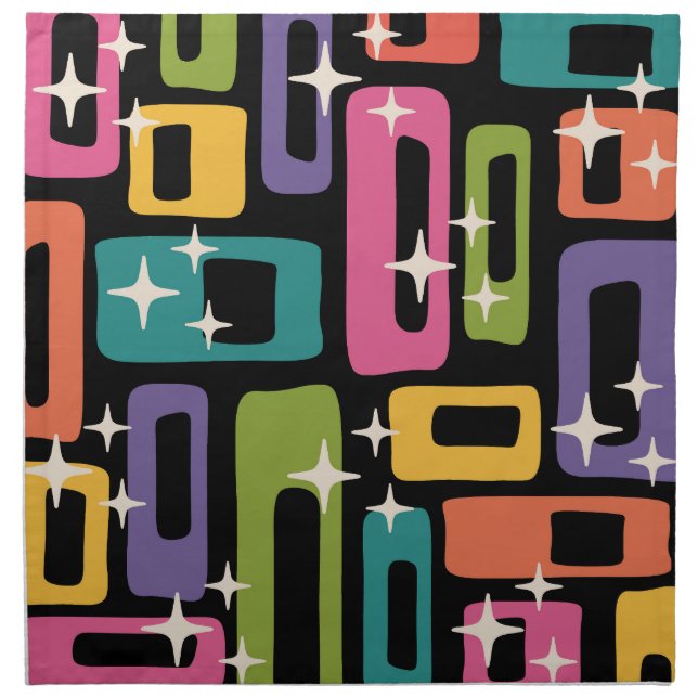 Retro MCM Abstract Atomic Age Pattern Cloth Napkin (Front)