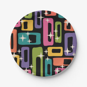 Retro MCM Abstract Atomic Age Pattern Paper Plates
