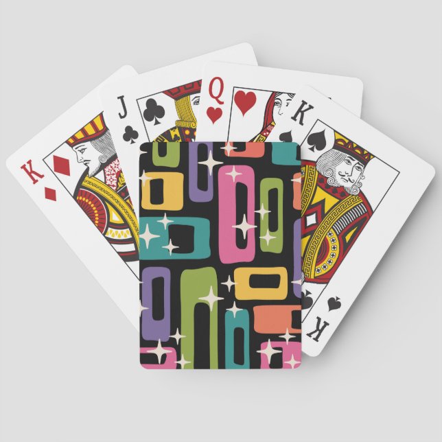 Retro MCM Abstract Atomic Age Pattern Poker Cards (Back)