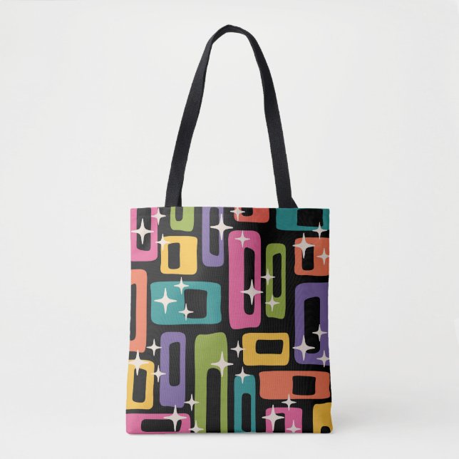 Retro MCM Abstract Atomic Age Pattern Tote Bag (Front)