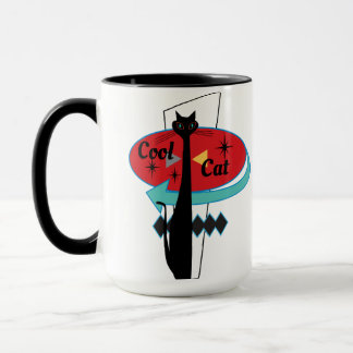 Retro MCM Atomic Era Cool Cat Sign Mug
