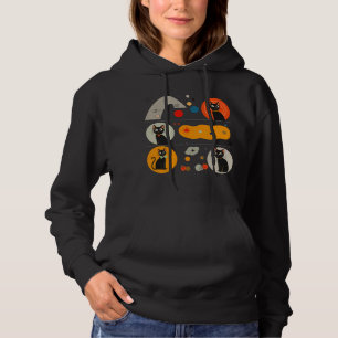 Retro MCM Black Cat: Cosmic Abstract Graphic Art Hoodie