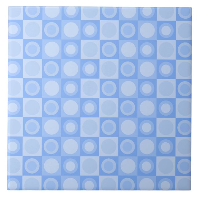 Retro MCM Geometric Pattern Baby Blue Ceramic Tile (Front)