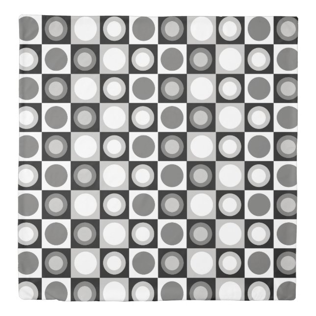 Retro MCM Geometric Pattern Black White Duvet Cover (Front)