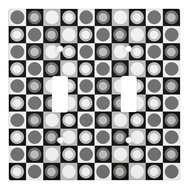 Retro MCM Geometric Pattern Black White Light Switch Cover (Front)