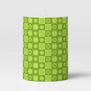 Retro MCM Geometric Pattern Chartreuse Pillar Candle