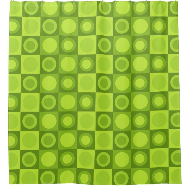 Retro MCM Geometric Pattern Chartreuse Shower Curtain (Front)
