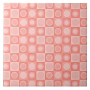 Retro MCM Geometric Pattern Salmon Pink Ceramic Tile