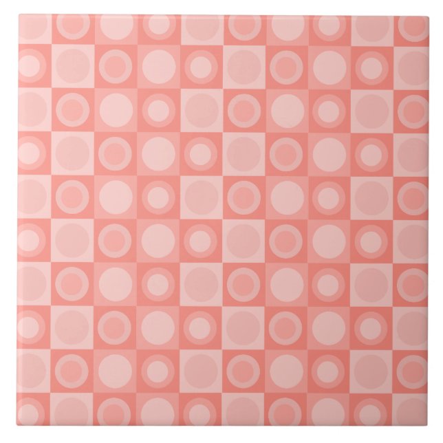 Retro MCM Geometric Pattern Salmon Pink Ceramic Tile (Front)