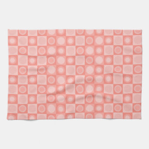 Retro MCM Geometric Pattern Salmon Pink Kitchen Towel